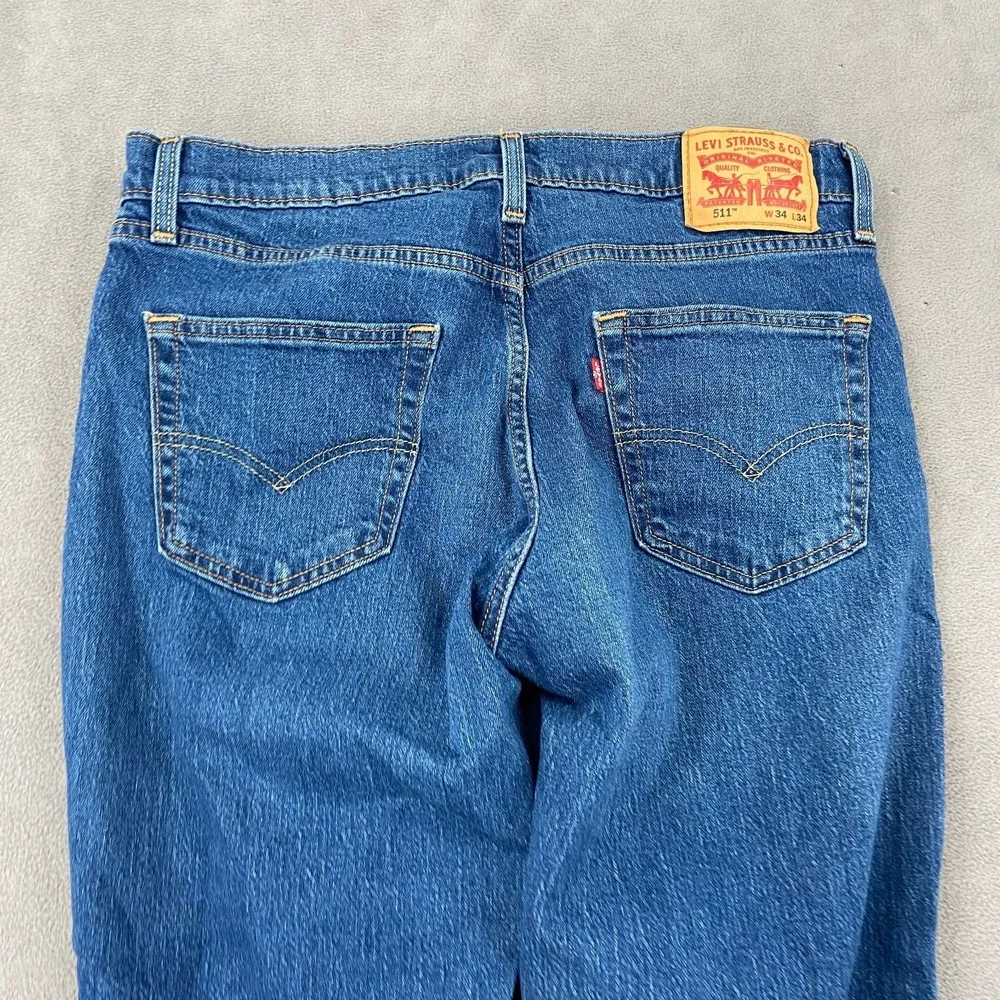 Levi's 511 Jeans Mens 34x34 Blue Denim Streetwear Casual‎ Mid Rise Straight Leg